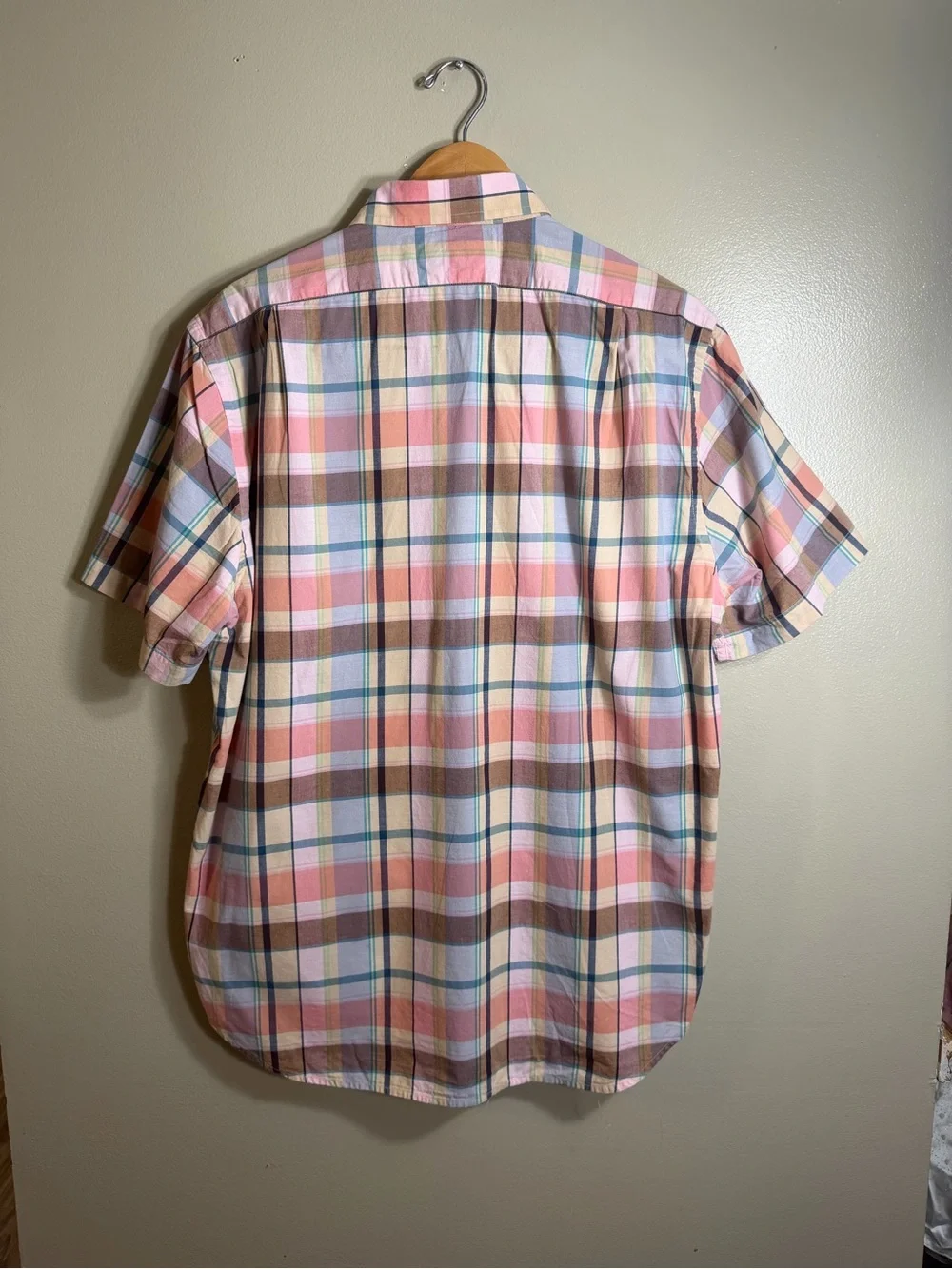 Lincs DC&Co Pastel Plaid Short Sleeve Button Up Shirt XL
